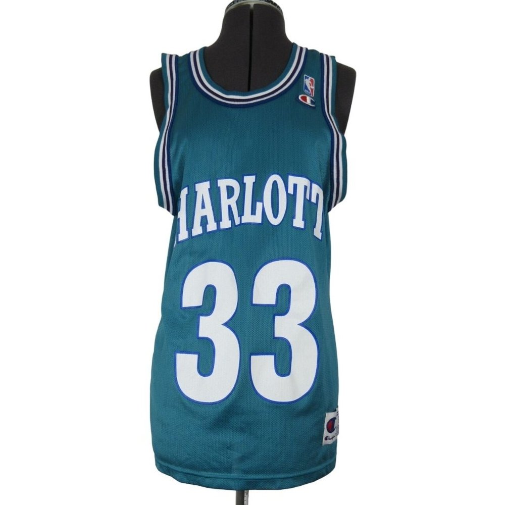 Vintage 90s Champion NBA Charlotte Hornets #33 Alonzo Mourning‎ jersey 36
